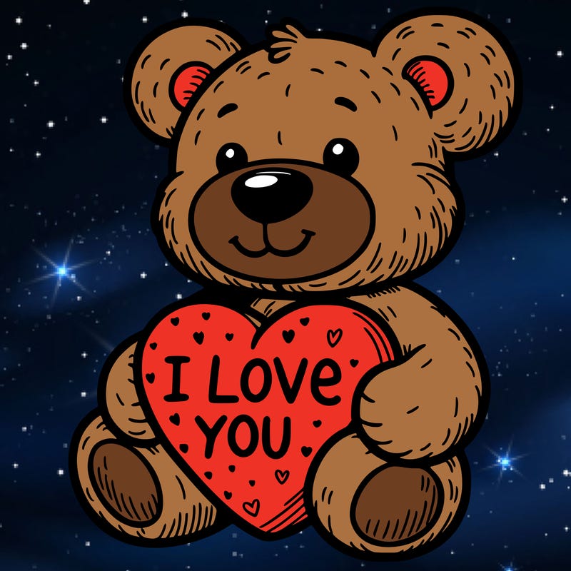 teddy bear holding an i love you heart