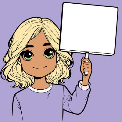 realistic girl holding up a sign