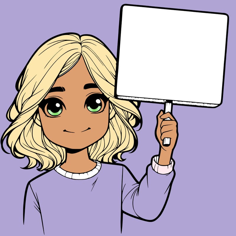 realistic girl holding up a sign