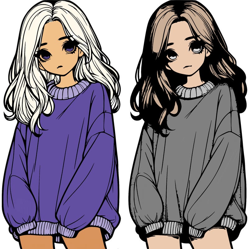 realistic girl with baggy sweater