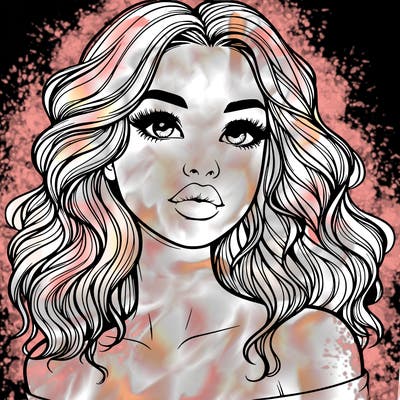 realistic girl with wavy hair and lips