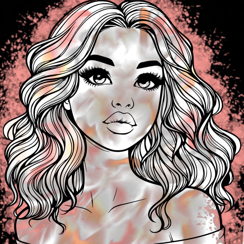 realistic girl with wavy hair and lips