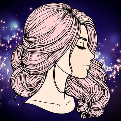 realistic woman's head & hair