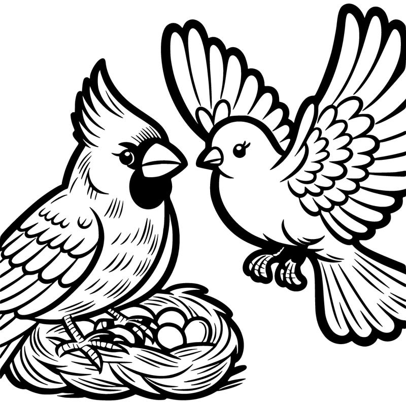 a cardinal and a dove