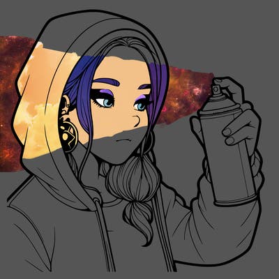 a realistic girl, spray painting