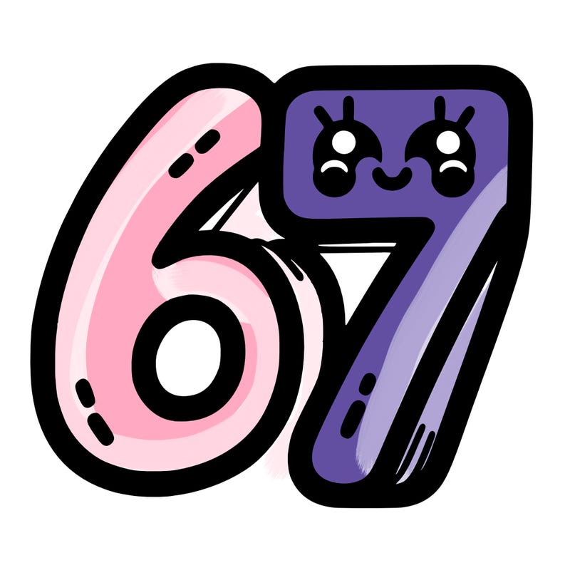 the numbers 67