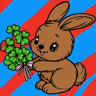 bunny with a bunch of clover