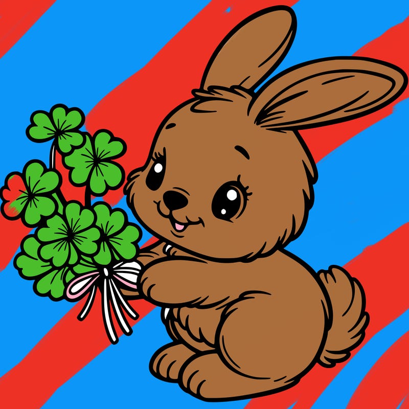 bunny with a bunch of clover