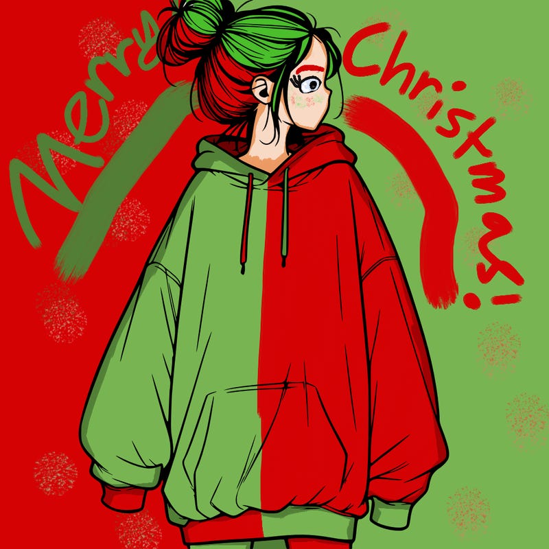 realistic girl with a oversized sweatshirt on and a bun