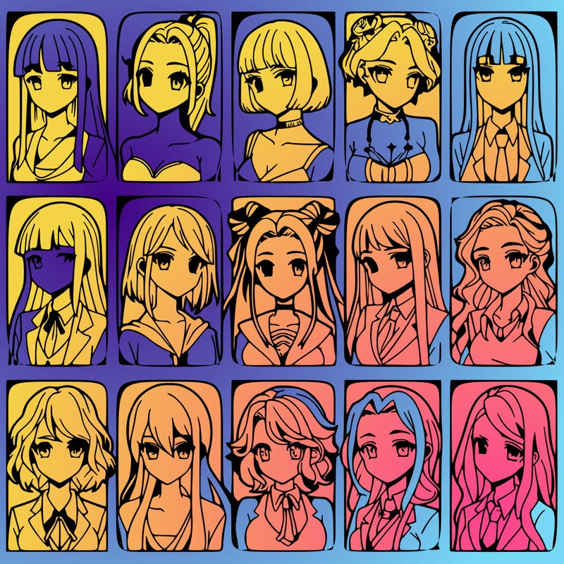 girls that look diffrent anime