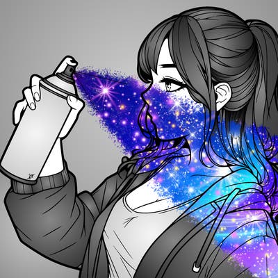 a realistic girl spray, painting