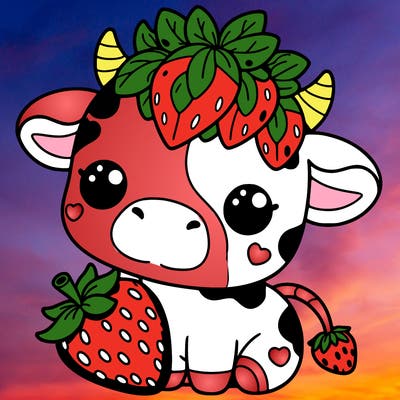 cute strawberry cow
