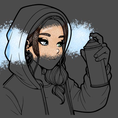 a realistic girl, spray painting