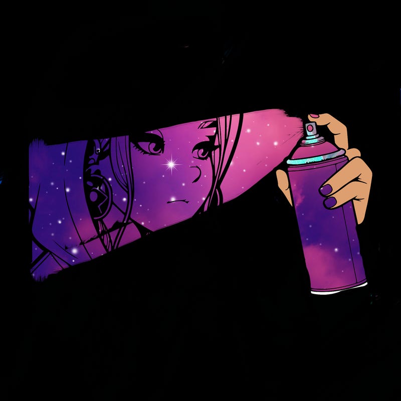 a realistic girl, spray painting