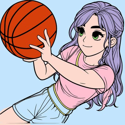 realistic girl playing basketball