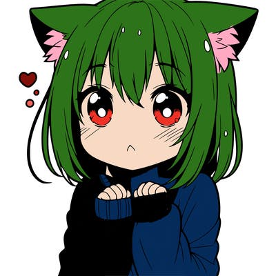 shy anime catgirl