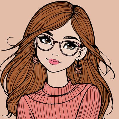 realistic girl with glasses