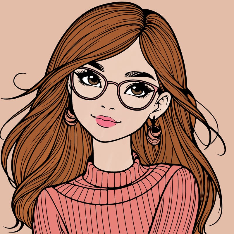 realistic girl with glasses
