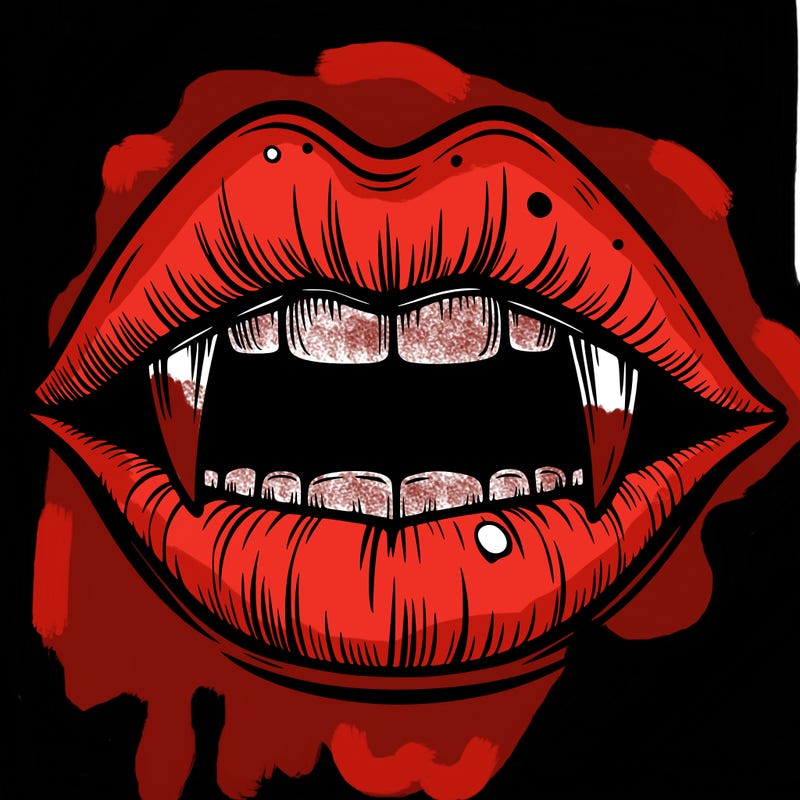 lips with vampire teeth