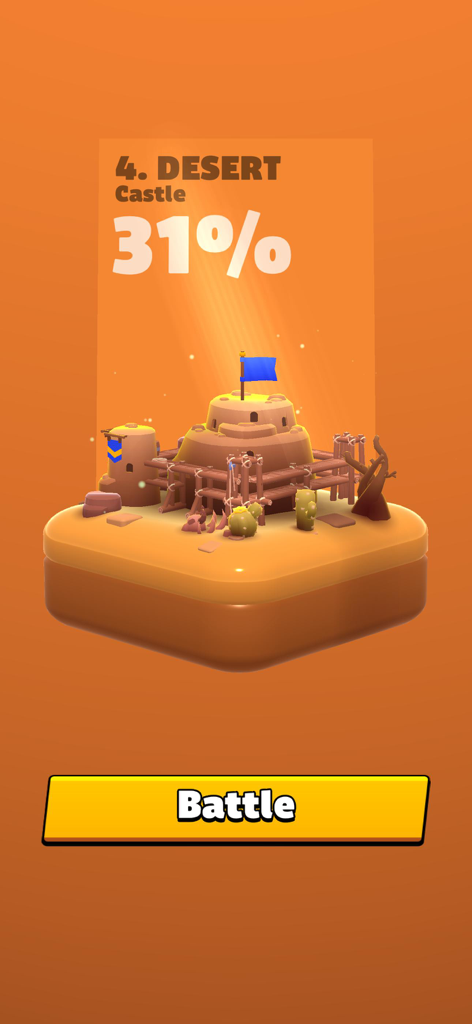 Game screen showing thirty-one percent progress on the Desert Castle level in Draw Arena