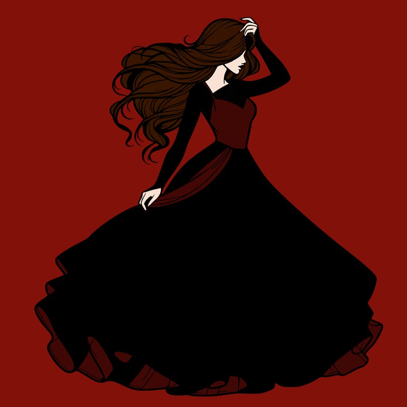 realistic woman with dress flowing in the wind