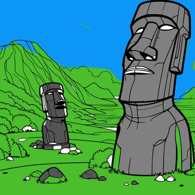 moai statue and landscape