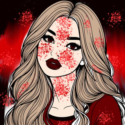 realistic girl with hair on her hair and lips