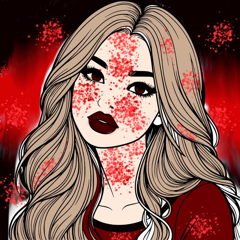 realistic girl with hair on her hair and lips