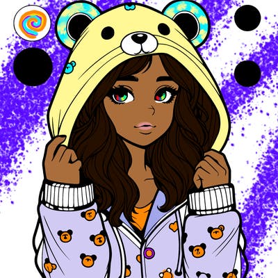 realistic girl in a animal pjs hoodie