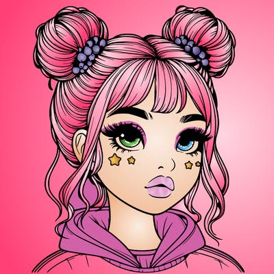 realistic girl with space buns