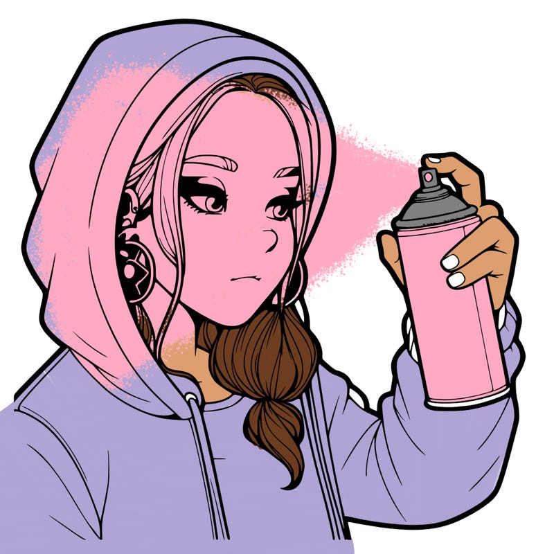 a realistic girl, spray painting