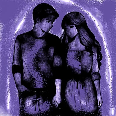 man and woman holding hands realistic