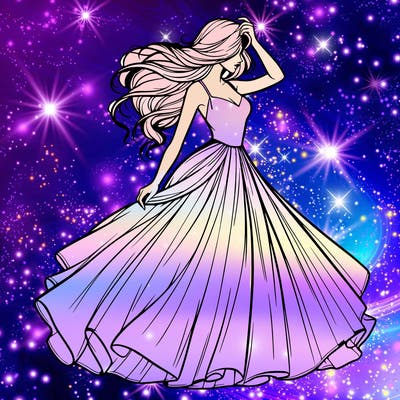 realistic woman with dress flowing in the wind