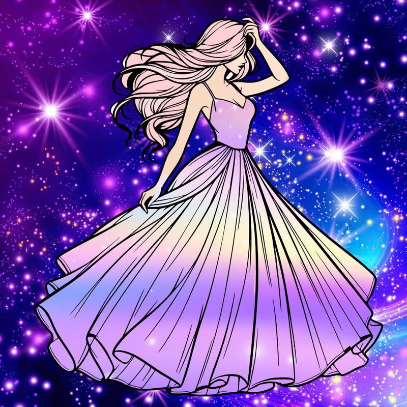 realistic woman with dress flowing in the wind