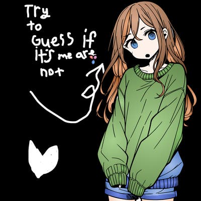 manga teen girl  in a sweater and baggy pants