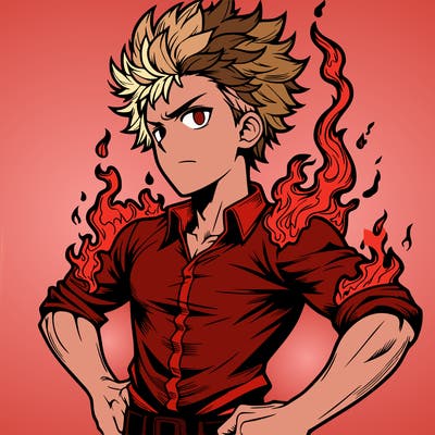 realistic manga man of fire