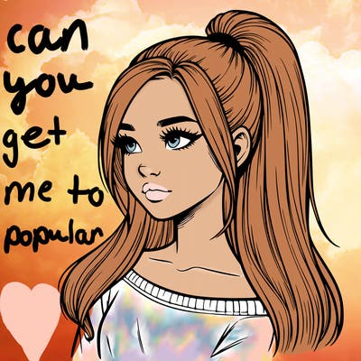 realistic girl with a high ponytail