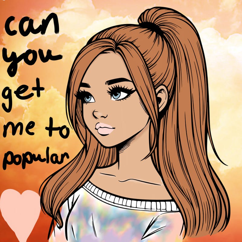 realistic girl with a high ponytail