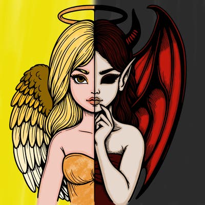 realistic angel half demon