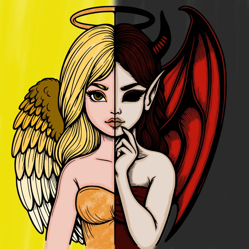 realistic angel half demon