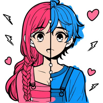 realistic girl boy split