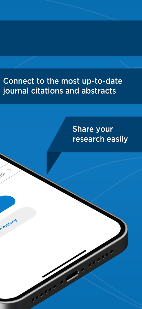 Smartphone displaying Prime PubMed app features for journal citations and research sharing.