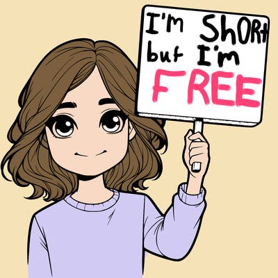 realistic girl holding up a sign