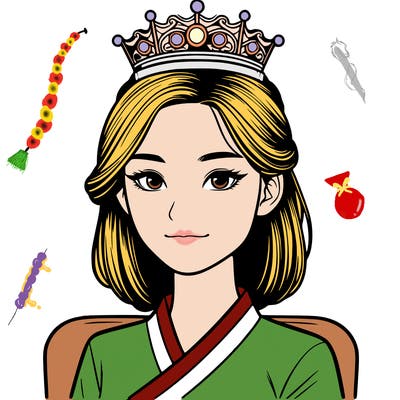 an asian woman who is a queen realistic