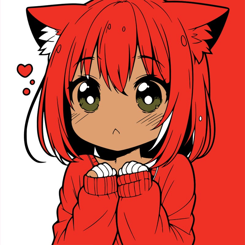 shy anime catgirl
