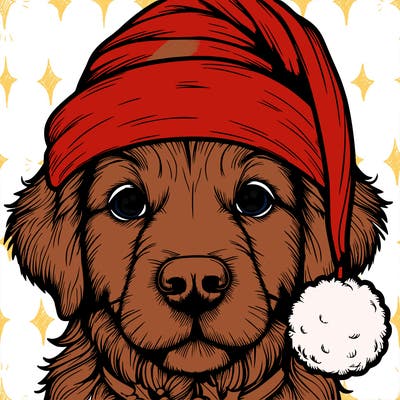 realistic dog with a christmas hat