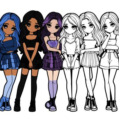 a group of girls realistic