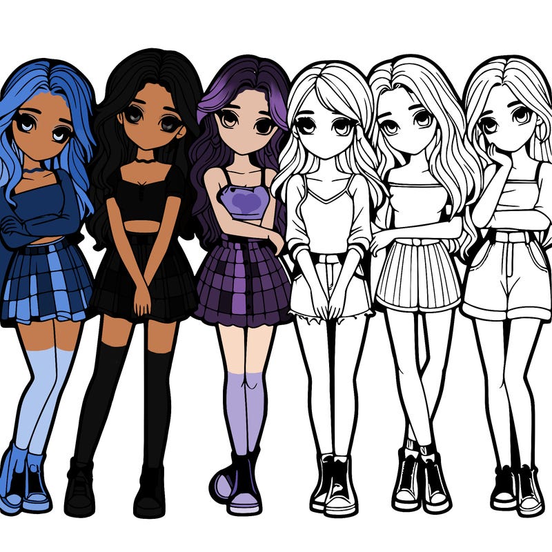 a group of girls realistic