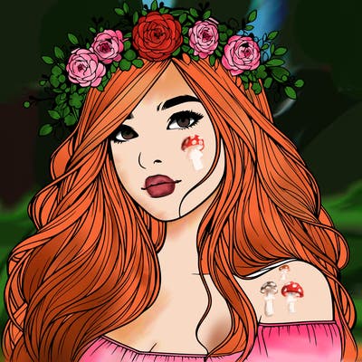 realistic girl with flower crown