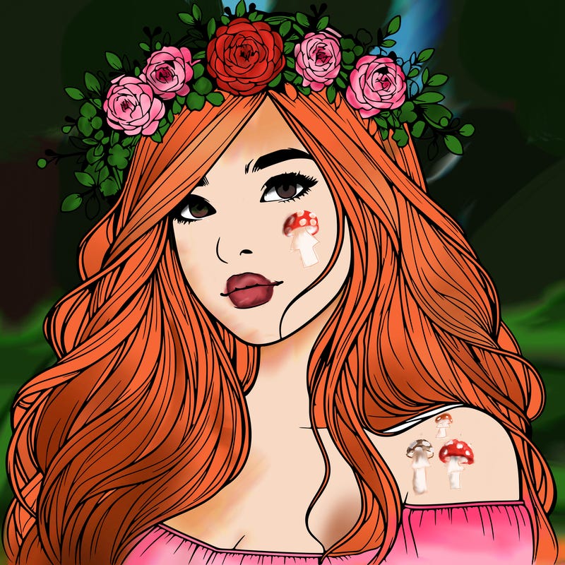 realistic girl with flower crown